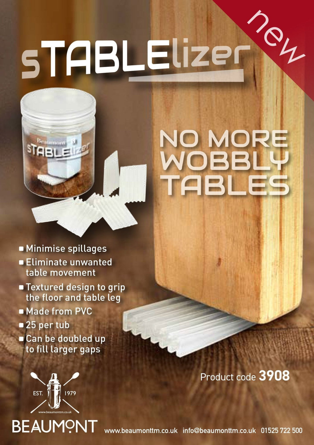 Beaumont - sTABLEizer Table Wedges - Life Cleaning & Hygiene Supplies - 3908