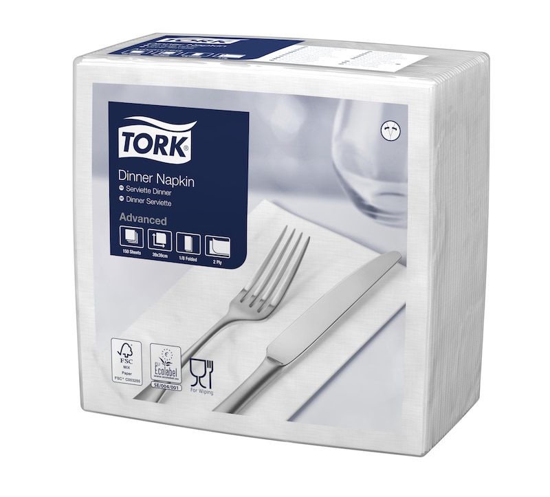 TORK - Tork Soft White Dinner Napkin 1/8 Folded - Life Cleaning & Hygiene Supplies - 477579