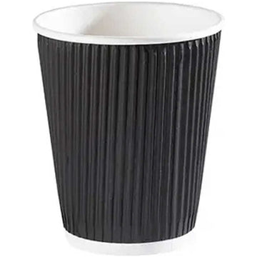 Life Cleaning & Hygiene Supplies - Triple Wall (Ripple) Hot Drink Cup – Black 8oz - Life Cleaning & Hygiene Supplies - GPTWB8
