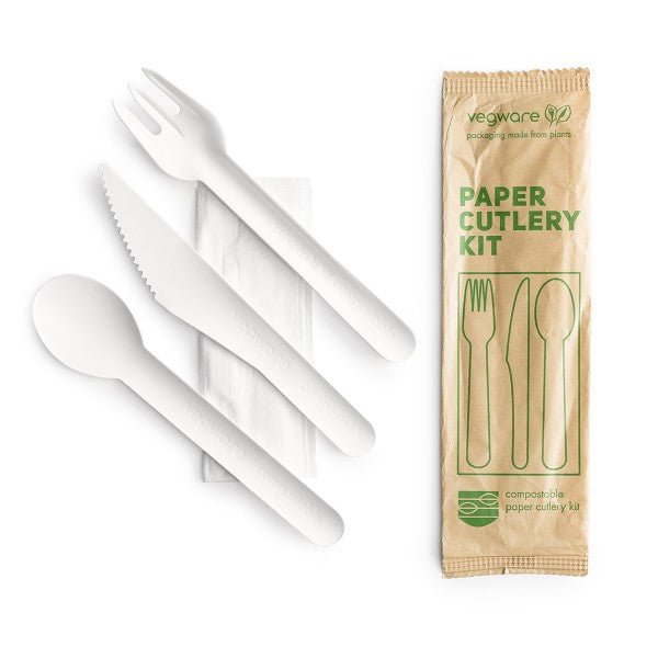 Vegware - Vegware Compostable Paper Cutlery Kit Case of 250 - Life Cleaning & Hygiene Supplies - VP - KFSWN