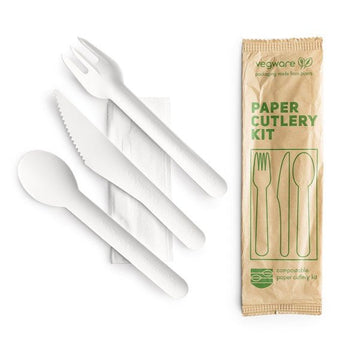 Vegware - Vegware Compostable Paper Cutlery Kit Case of 250 - Life Cleaning & Hygiene Supplies - VP - KFSWN