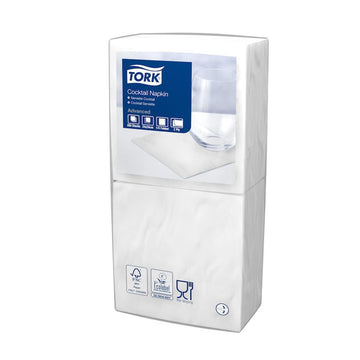 TORK - White Cocktail Napkin 2ply 4 - Fold - 1x2400 - Life Cleaning & Hygiene Supplies - 477534