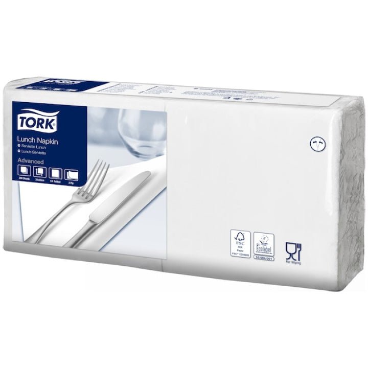 TORK - White Lunch Napkin 2ply 4 - Fold 33x33 - Life Cleaning & Hygiene Supplies - 477149